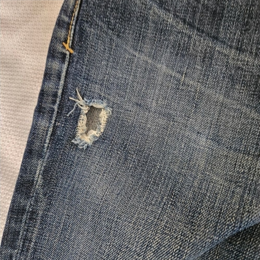 Salvage Distressed Straight Jeans Size 36x33 In Dark Blue - Picture 4 of 8